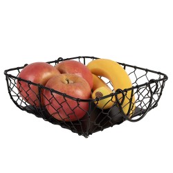 Clayre & Eef Panier de rangement 23x23x7 cm Noir Fer Rectangle