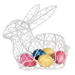 Clayre & Eef Egg basket Rabbit 22 cm White Iron