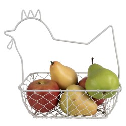 Clayre & Eef Panier à œufs 27 cm Blanc Fer Poulet