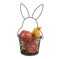 Clayre & Eef Panier de rangement Ø 15x34 cm Marron Fer Rond Lapin