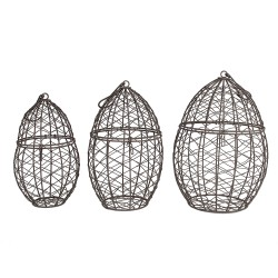 Clayre & Eef Aufbewahrungskorb 3er Set Ø 19x30 / Ø 16x26 / Ø 13x24 cm Braun Eisen Oval