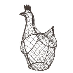 Clayre & Eef Cestino per uova Pollo 25 cm Marrone Ferro