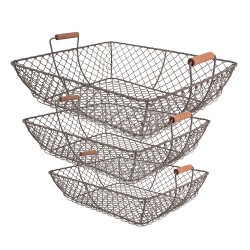 Clayre & Eef Panier de rangement set de 3 40x34x15 / 36x30x14 / 32x26x13 cm Marron Fer Rectangle