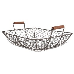 Clayre & Eef Storage Basket Set of 2 40x34x14 / 36x30x13 cm Brown Iron Rectangle