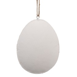 Clayre & Eef Ciondolo di Pasqua Uovo 8 cm Bianco Ferro Ovale