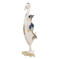 Clayre & Eef Decoratie Beeld Gans 36 cm Wit Blauw IJzer