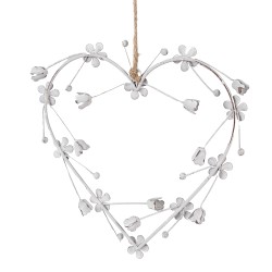 Clayre & Eef Decorative Pendant Heart 17 cm White Iron Heart-Shaped