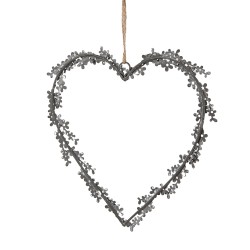 Clayre & Eef Decorative Pendant Heart 20 cm Grey Iron