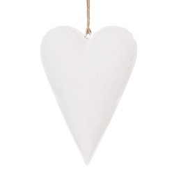 Clayre & Eef Decorative Pendant Heart 10 cm White Iron