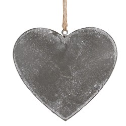 Clayre & Eef Decorative Pendant Heart 10 cm Grey Iron