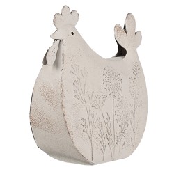 Clayre & Eef Figurine Poulet 15x6x14 cm Blanc Fer