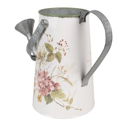 Clayre & Eef Decorative Watering Can 37x17x27 cm White Metal Flowers