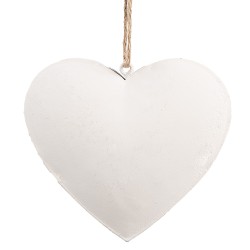 Clayre & Eef Décoration pendentif Coeur 11 cm Blanc Fer En forme de coeur