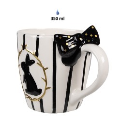 Clayre & Eef Mug 350 ml Blanc Noir Céramique Lapin