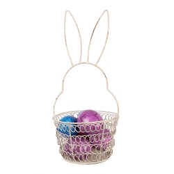 Clayre & Eef Storage Basket Rabbit Ø 12x27 cm White Iron Round