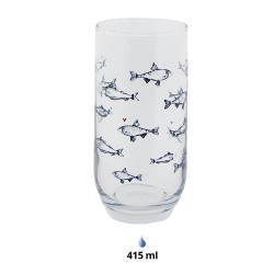 Clayre & Eef Verre d'eau Ø 7x14 cm / 380 ml Transparent Verre Poissons