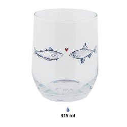 Clayre & Eef Water Glass Ø 7x9 cm / 300 ml Transparent Glass Fishes