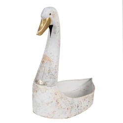 Clayre & Eef Porte-plante Cygne 40x21x40 cm Blanc Métal