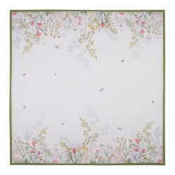 Clayre & Eef Tovaglia 100x100 cm Bianco Cotone Fiori