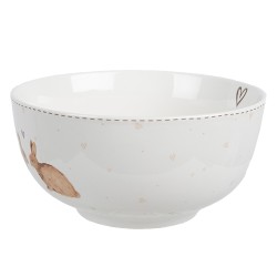 Clayre & Eef Bol à soupe 500 ml Blanc Marron Porcelaine Lapins