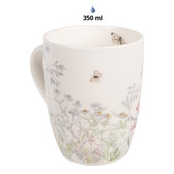 Clayre & Eef Tasse 350 ml Weiß Porzellan Blumen