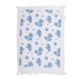 Clayre & Eef Serviette invité 40x66 cm Blanc Bleu Coton Rectangle Roses