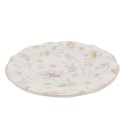 Clayre & Eef Piatto per la colazione Ø 19 cm Bianco Rosa  Porcellana Rotondo Fiori