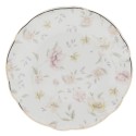 Clayre & Eef Assiette de petit déjeuner Ø 19 cm Blanc Rose Porcelaine Rond Fleurs