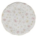 Clayre & Eef Dinerbord  Ø 26 cm Wit Roze Porselein Rond Bloemen