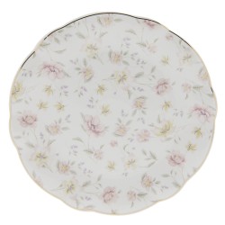 Clayre & Eef Dinner Plate Ø 26 cm White Pink Porcelain Round Flowers