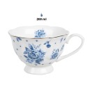 Clayre & Eef Tasse et soucoupe 200 ml Blanc Bleu Porcelaine Roses