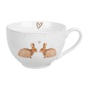 Clayre & Eef Cup and Saucer 250 ml White Brown Porcelain