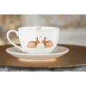 Clayre & Eef Cup and Saucer 250 ml White Brown Porcelain