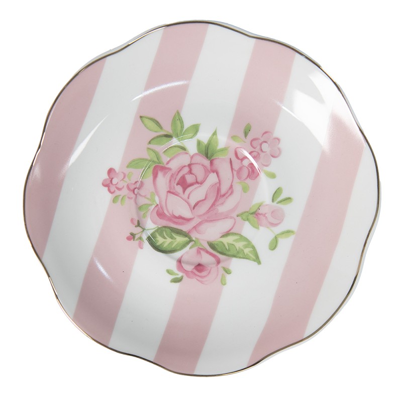 Clayre & Eef Tasse et soucoupe 200 ml Rose Blanc Porcelaine Roses