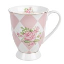 Clayre & Eef Tasse 300 ml Rosa Weiß Porzellan Rosen