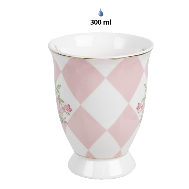 Clayre & Eef Tasse 300 ml Rosa Weiß Porzellan Rosen