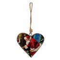 Clayre & Eef Christmas Ornament 13x2x13 cm Red Wood Heart-Shaped Santa Claus