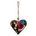 Clayre & Eef Ornamento Natalizio 13x2x13 cm Rosso Legno  A forma di cuore Babbo Natale