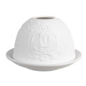 Clayre & Eef Teelichthalter Ø 12x8 cm Weiß Porzellan Buddha