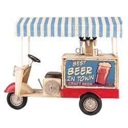 Clayre & Eef Decoratie Miniatuur  30x12x24 cm Blauw Beige Ijzer Best Beer in Town