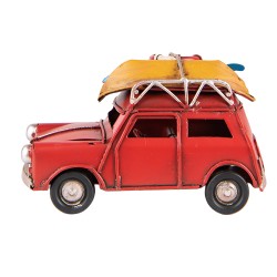 Clayre & Eef Decoratie Miniatuur Auto 11x5x7 cm Rood Ijzer