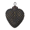 Clayre & Eef Christmas Bauble 7x3x8 cm Black Glass Heart-Shaped