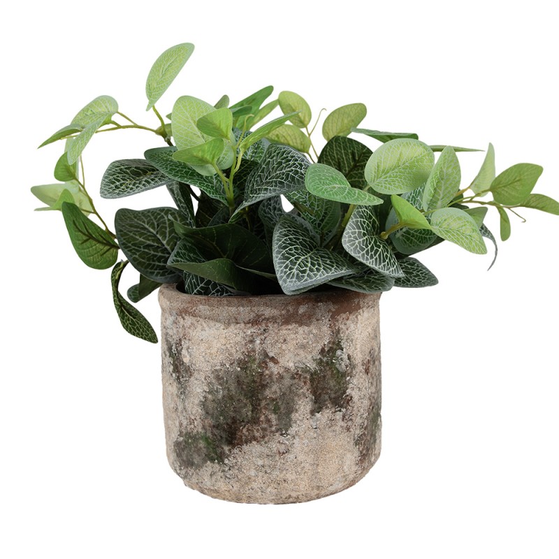 Clayre & Eef Pot de fleurs Ø 14x12 cm Beige Vert Terre cuite