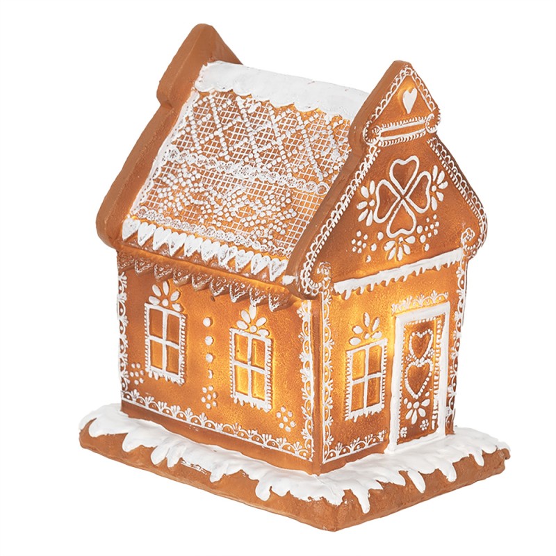 Clayre & Eef Gingerbread house met LED 17 cm Bruin Polyresin
