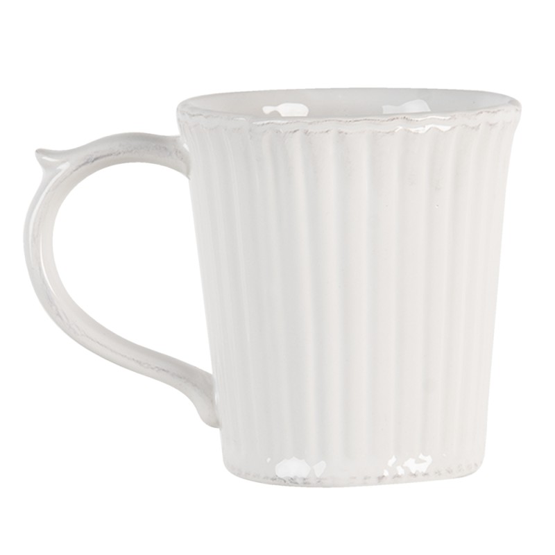 Clayre & Eef Tasse 250 ml Weiß Dolomit Rund