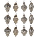 Clayre & Eef Christmas Bauble Set of 12 Ø 6/5/4 cm Silver colored Glass
