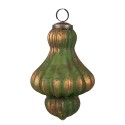 Clayre & Eef Christmas Bauble Set of 4 Ø 9/8 cm Brown Green Glass