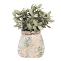 Clayre & Eef Pot de fleurs 14x14x13 cm Beige Vert Terre cuite