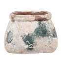 Clayre & Eef Pot de fleurs 20x14x13 cm Beige Vert Terre cuite