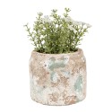 Clayre & Eef Pot de fleurs Ø 11x9 cm Beige Vert Terre cuite